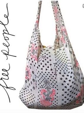 Free People Crossbody Bag Tote Shoulder Bag Cotton Stars Polka Dots Floral NWOT